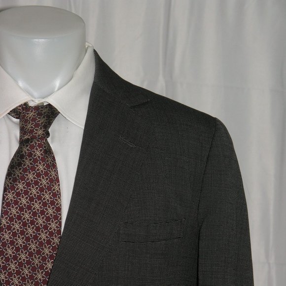 James Bone & Co London Bespoke Gray Nailshead Two Button Suit 42L